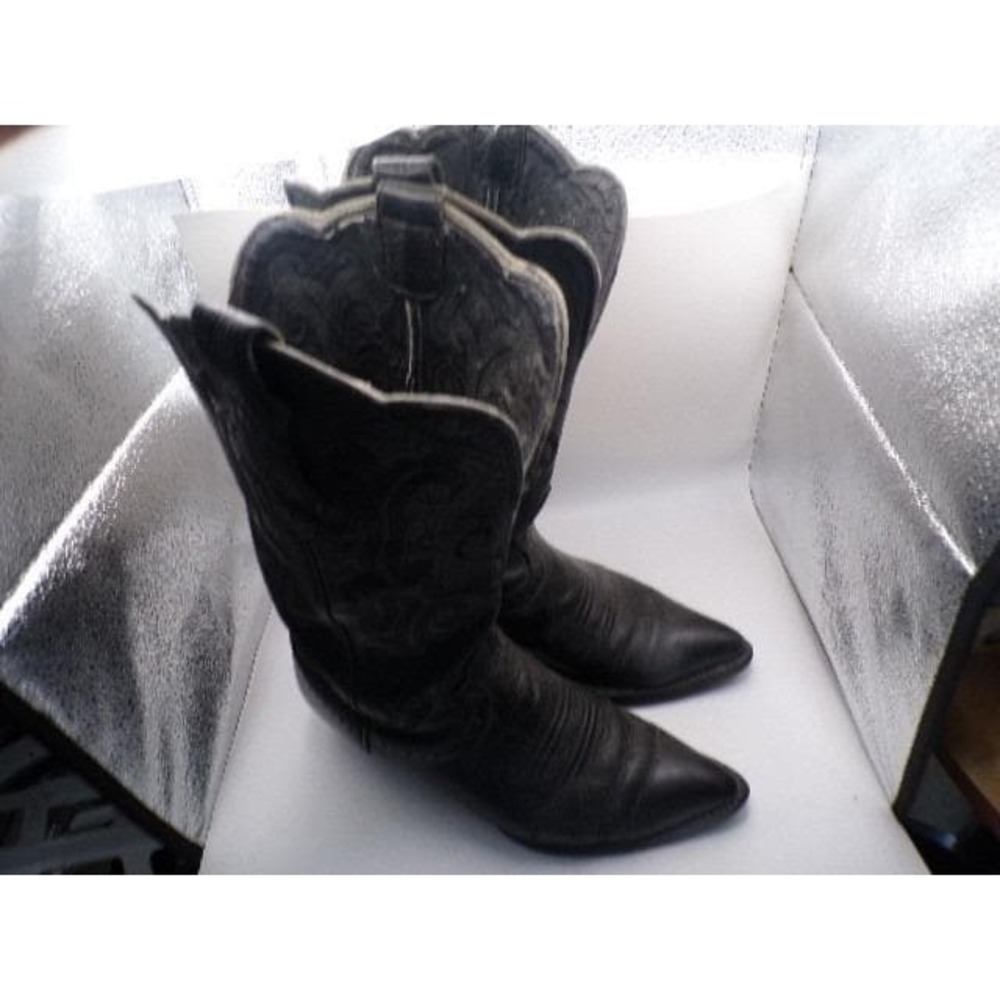 Justin Boots Black Leather Western Ankle Boots